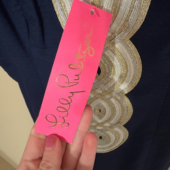 Lilly Pulitzer Vallie Navy Shift Dress with White Detail Size 0 NWTs - Picture 3 of 8